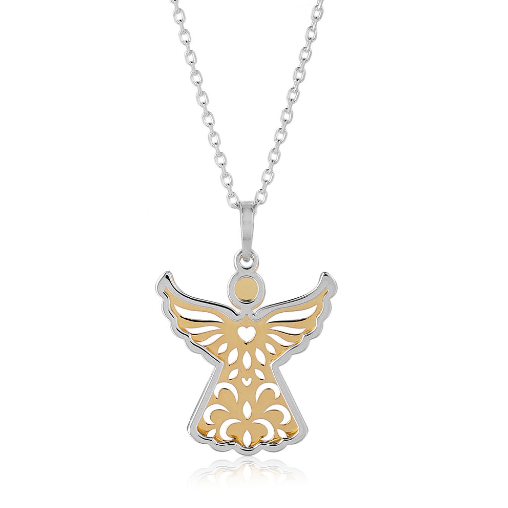 Vanbelle Sterling Silver Jewelry Two Tone Angel Filigree Necklace